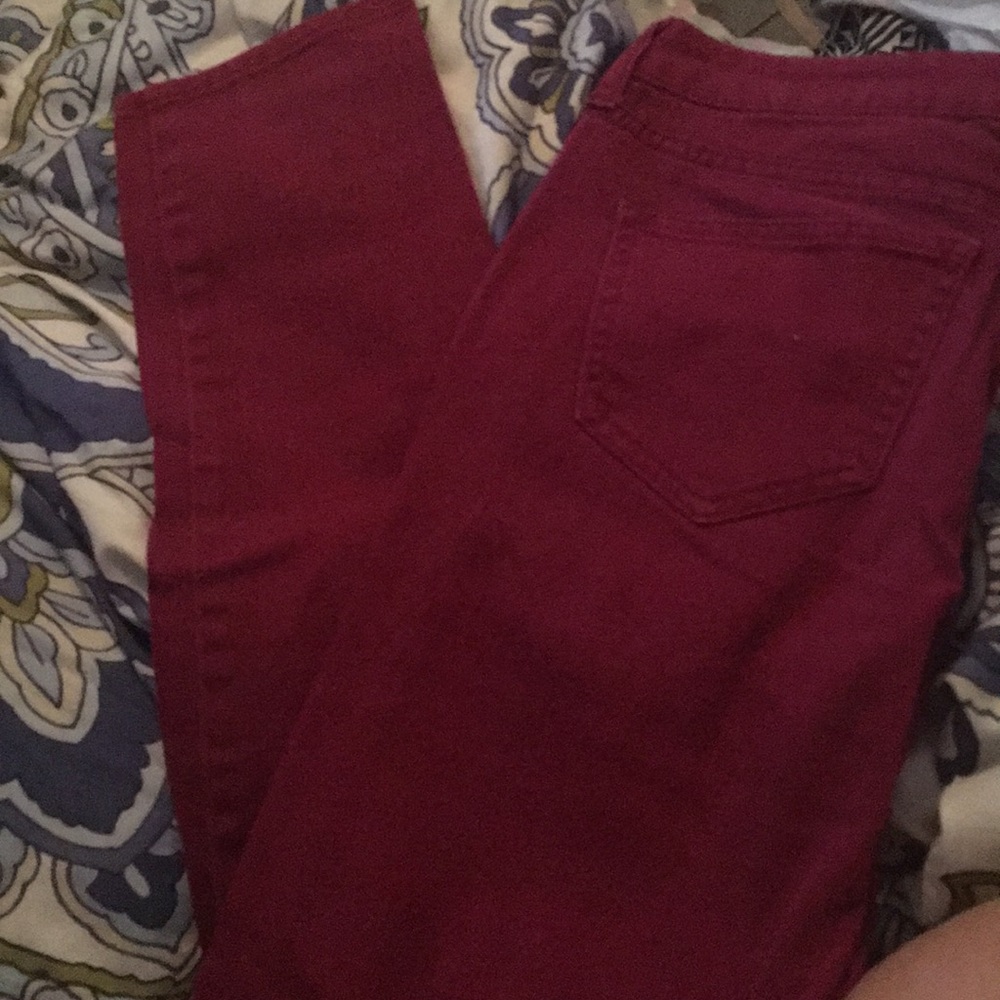 Red skinny jeans